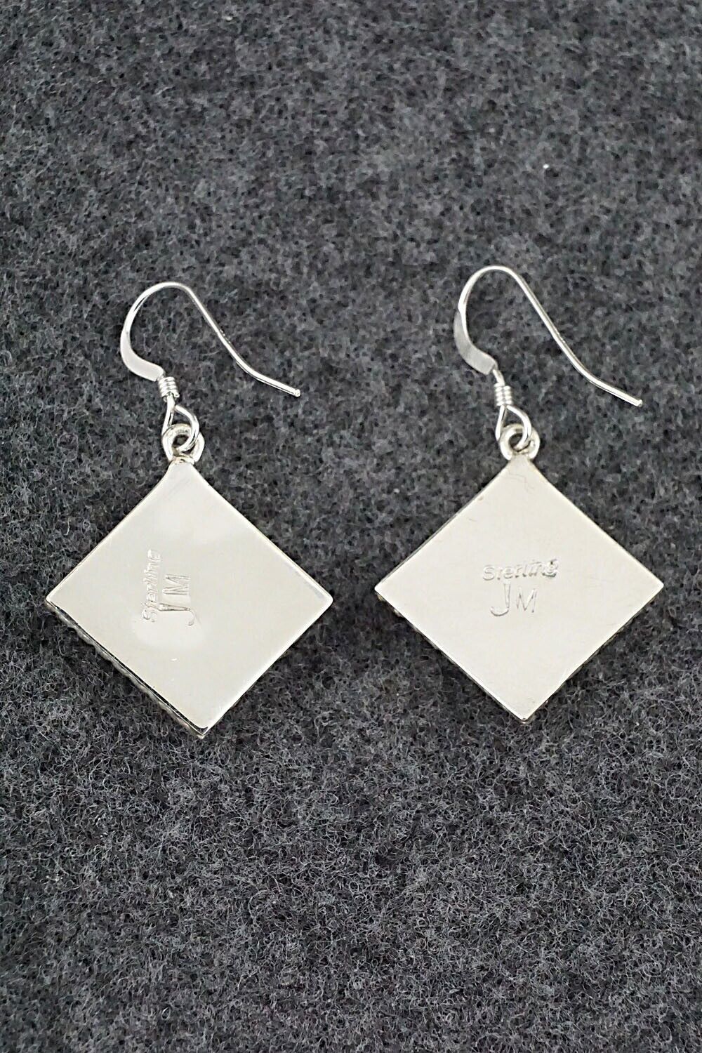 Spiny Oyster & Sterling Silver Inlay Earrings - James Manygoats