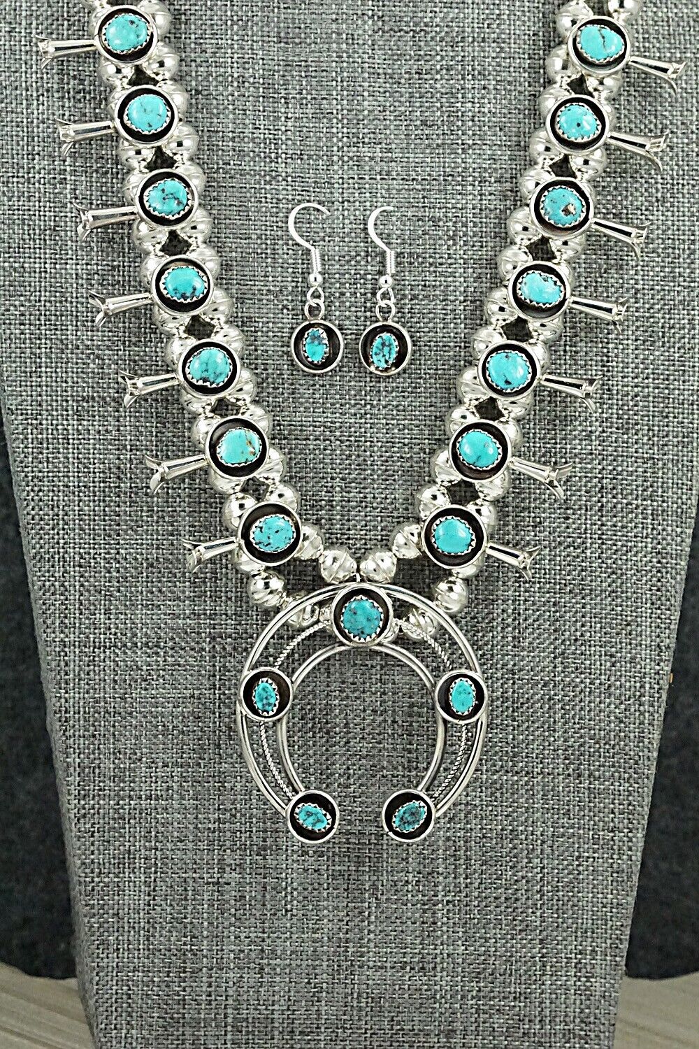 Turquoise & Sterling Silver Squash Blossom Set - Phil Garcia