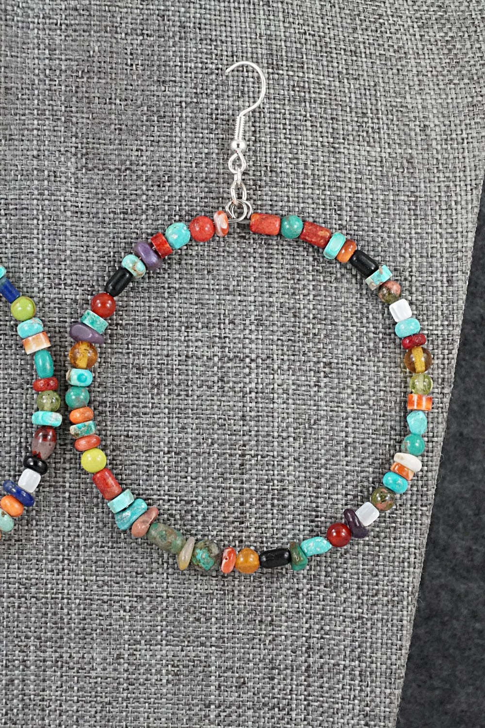 Multi-Stone & Sterling Silver Earrings - Helen Tsosie