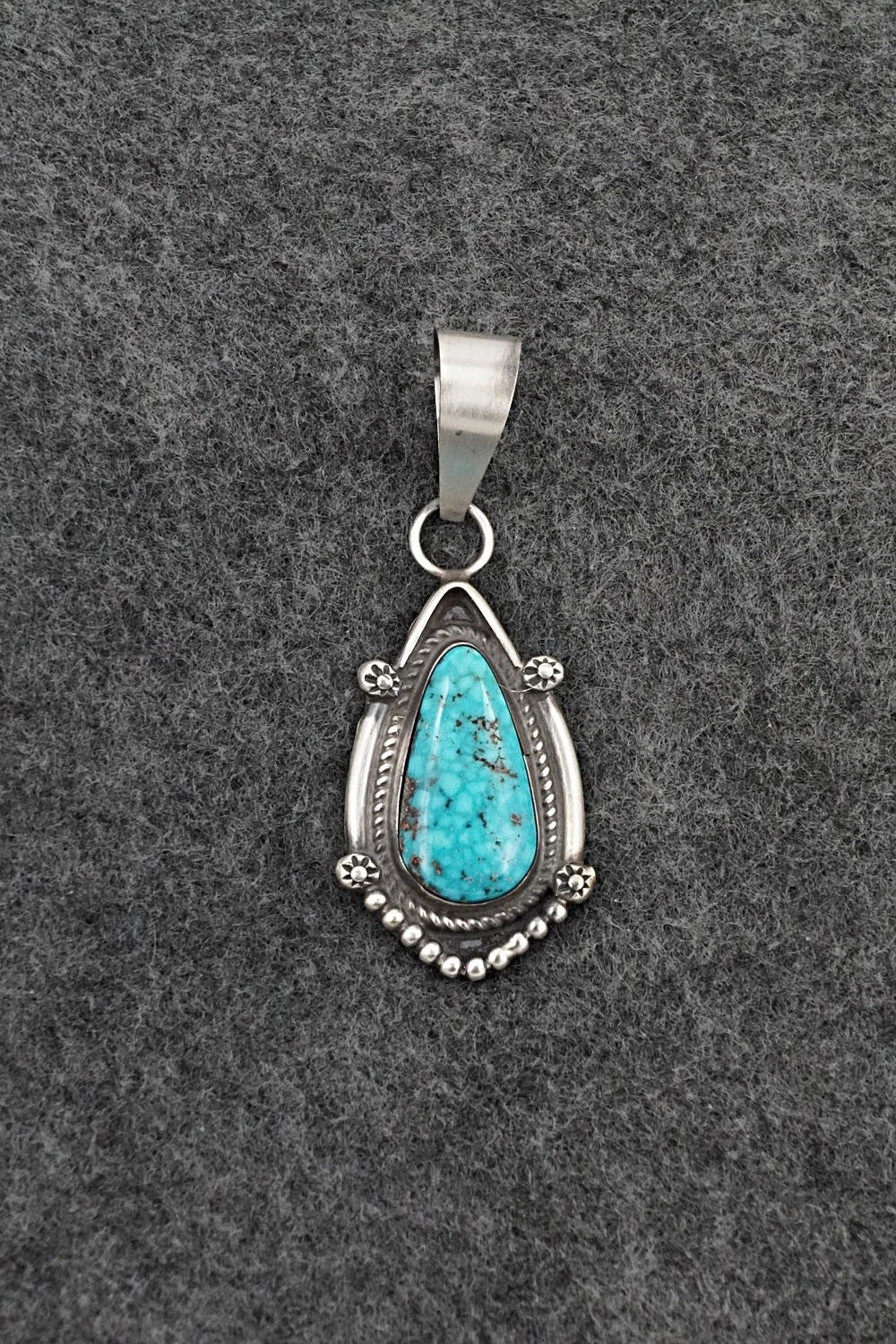 Turquoise & Sterling Silver Pendant - Leslie Nez