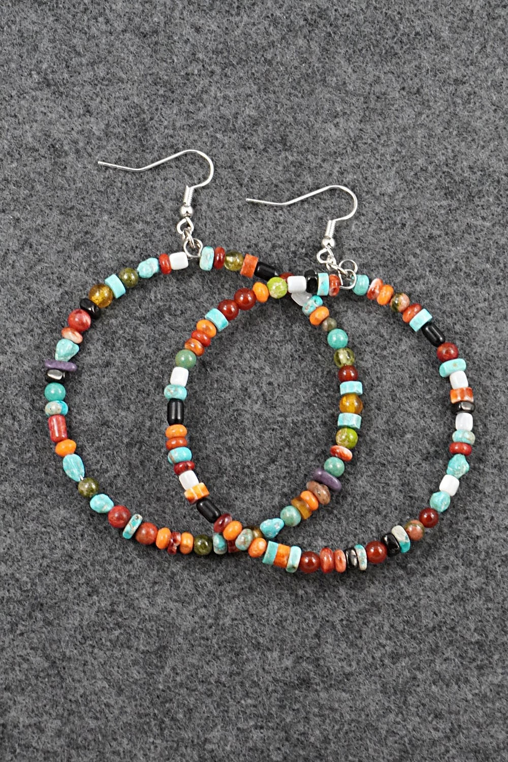 Multi-Stone & Sterling Silver Earrings - Helen Tsosie