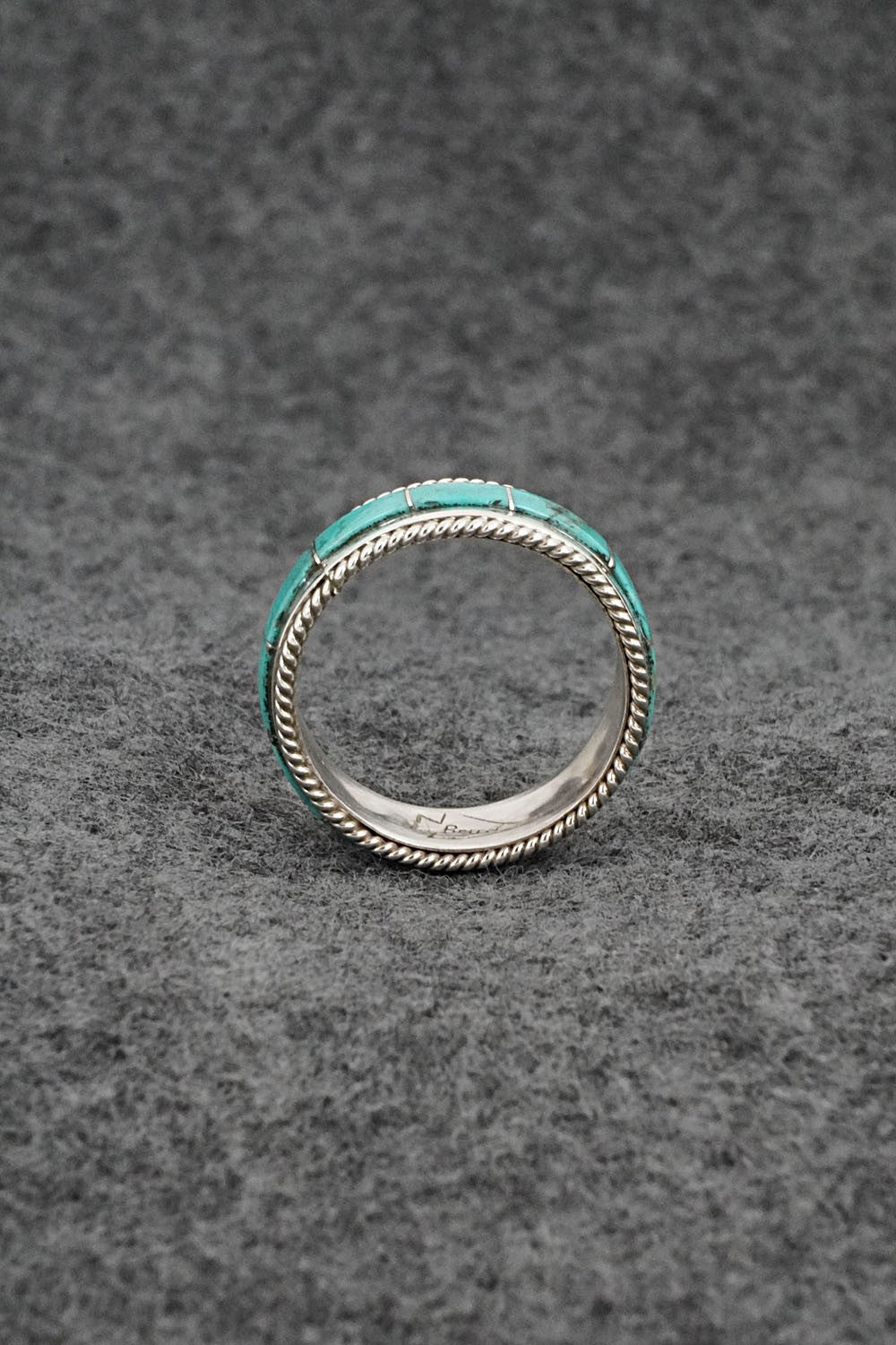 Turquoise & Sterling Silver Ring - Bruce Johnson - Size 9.5