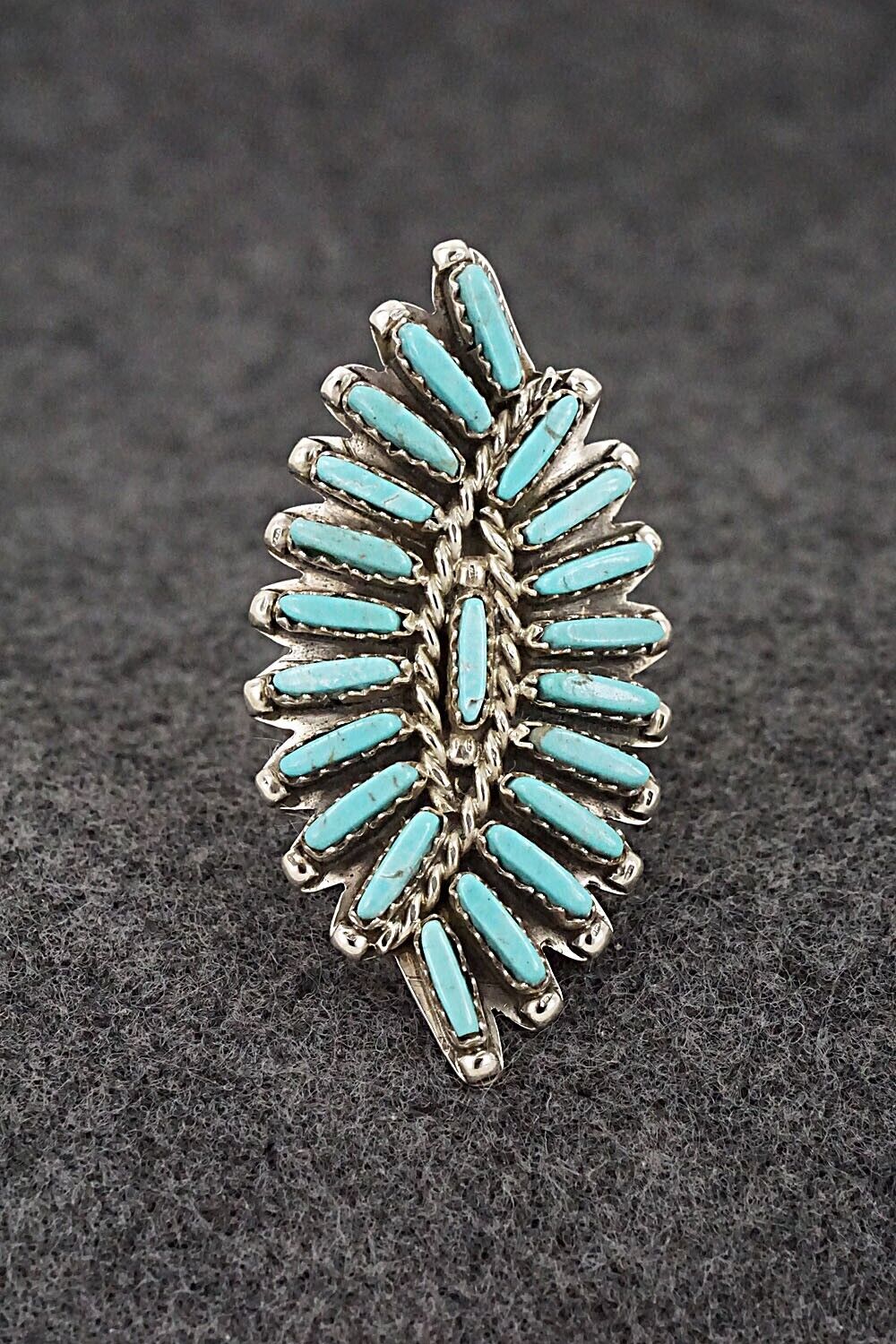 Turquoise & Sterling Silver Ring - Geraldine Faber - Size 8.75