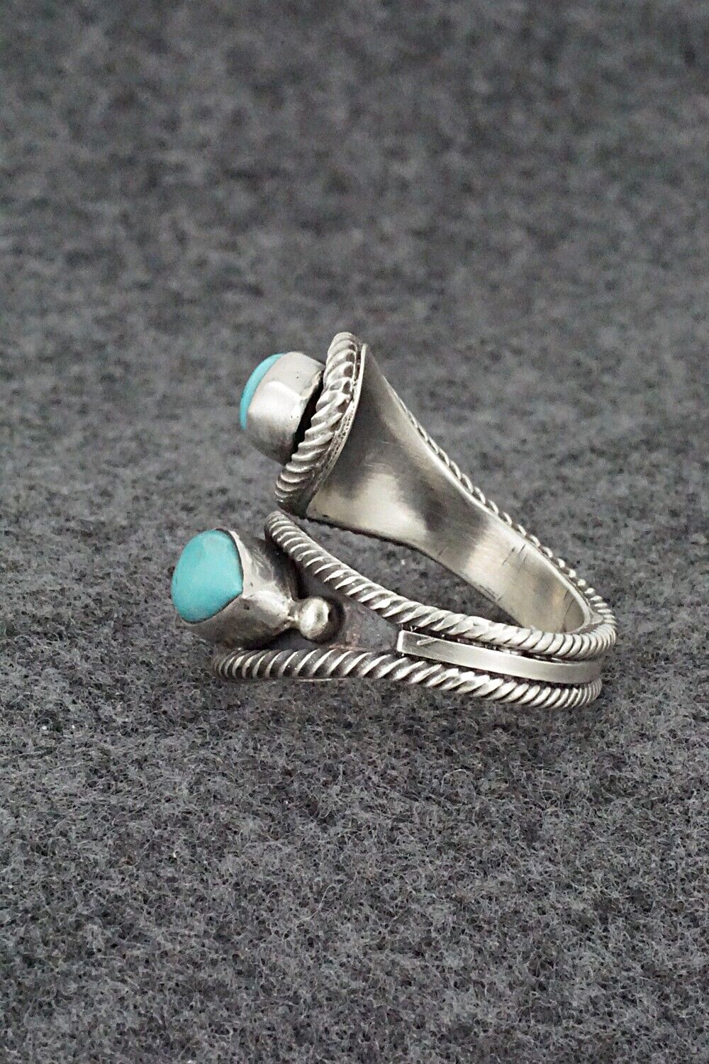 Turquoise & Sterling Silver Ring - Kenny Lonjose - Size 8