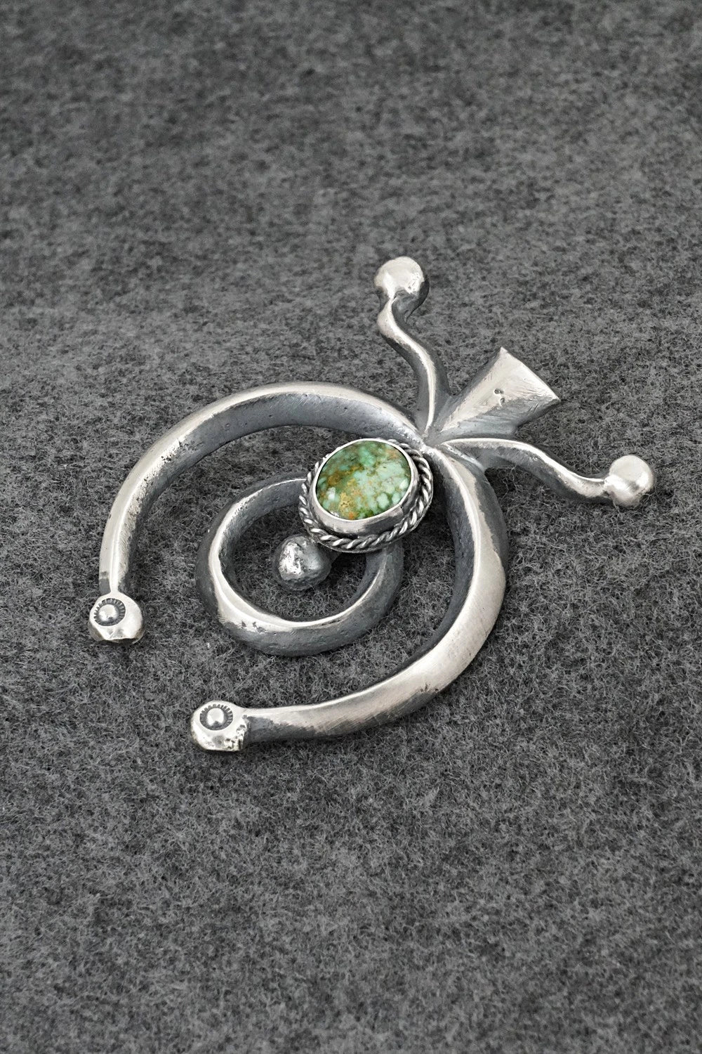 Turquoise & Sterling Silver Naja Pendant - Harrison Bitsue