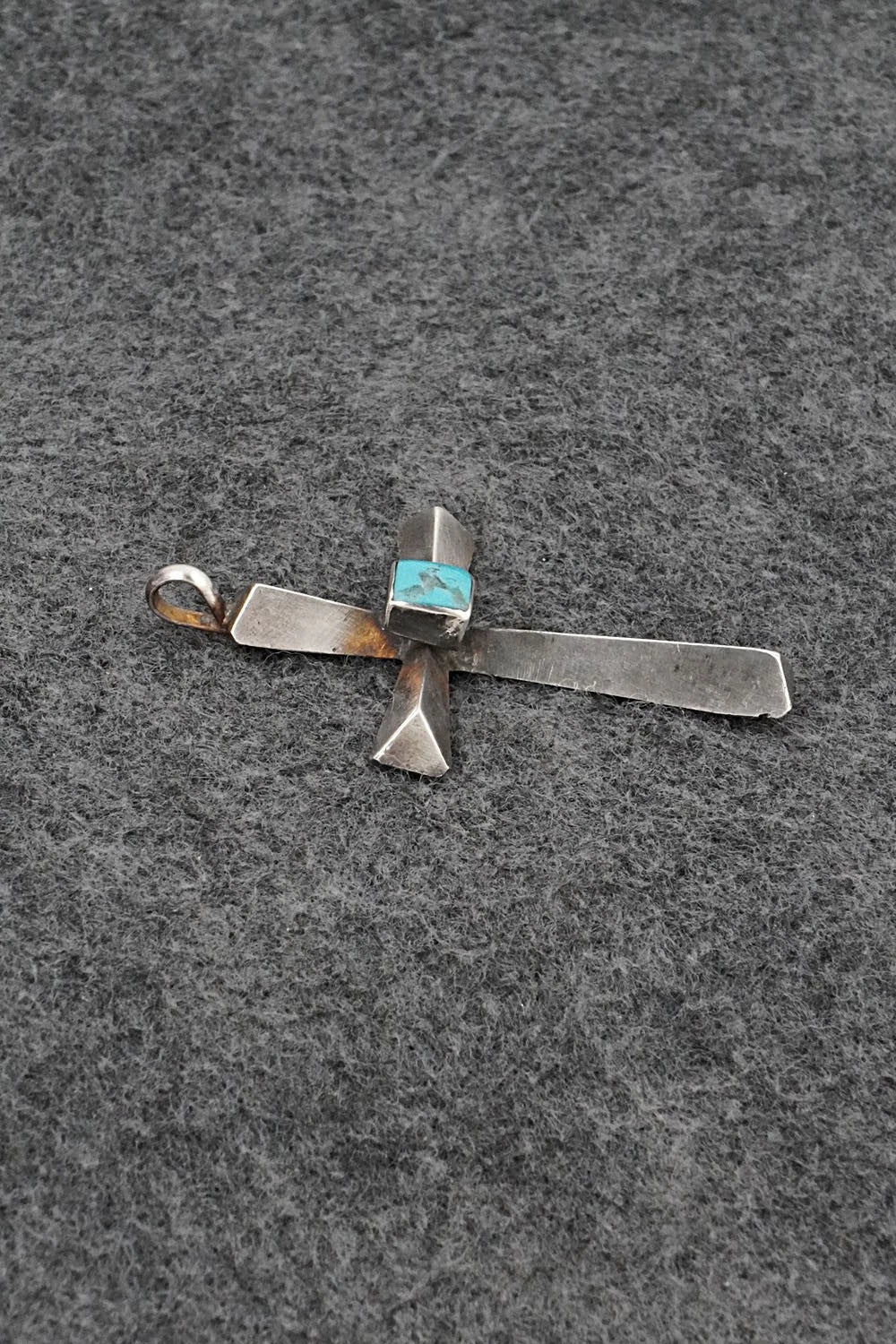 Turquoise & Sterling Silver Pendant - Raymond Bitsoi