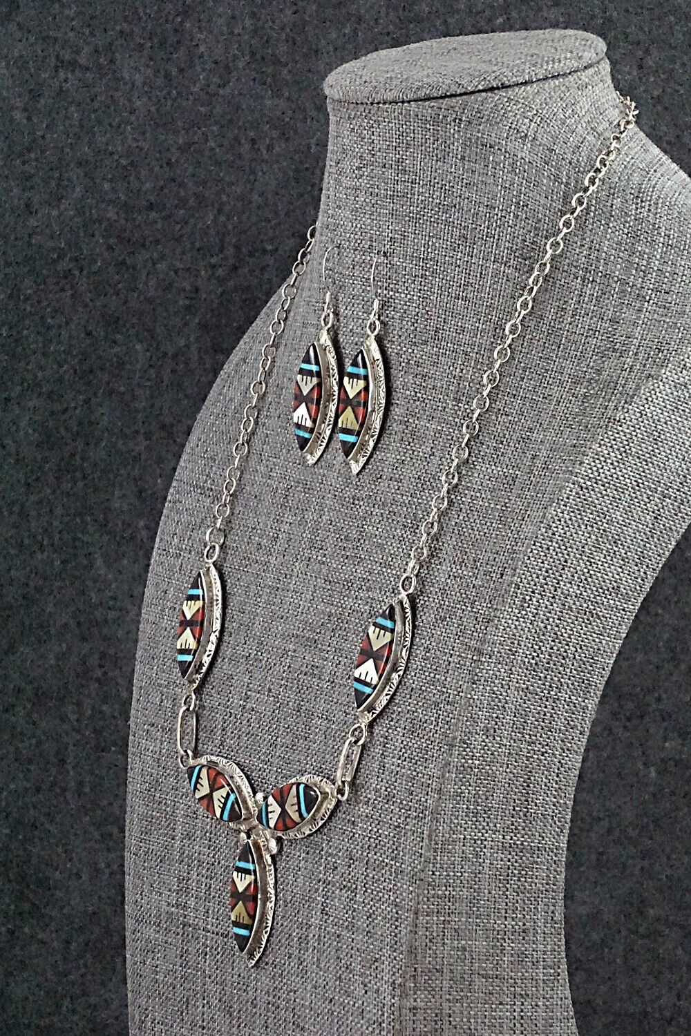 Multi-Stone & Sterling Silver Inlay Necklace Set - Leslie Lamy