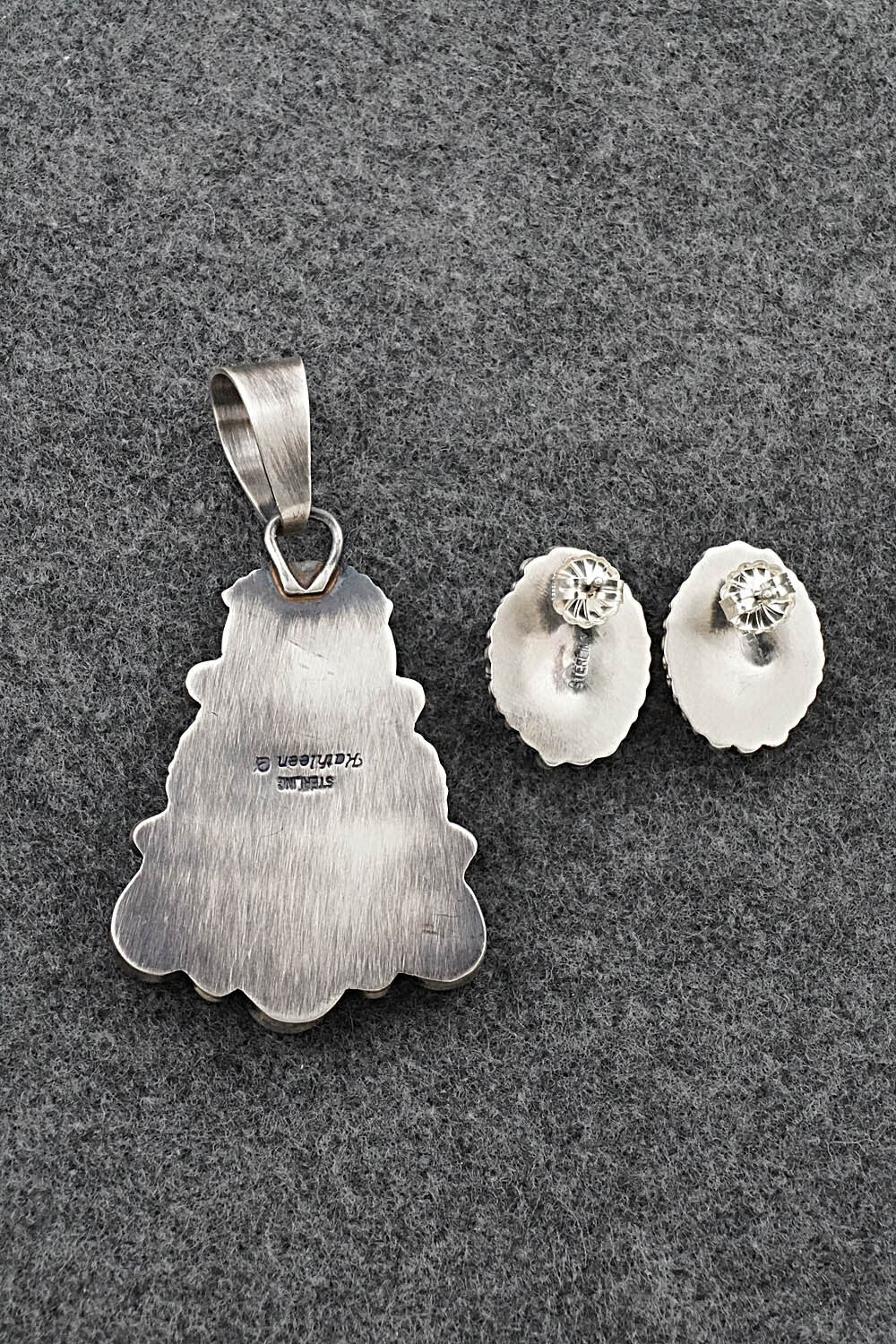 Turquoise & Sterling Silver Pendant and Earrings Set - Kathleen Chavez