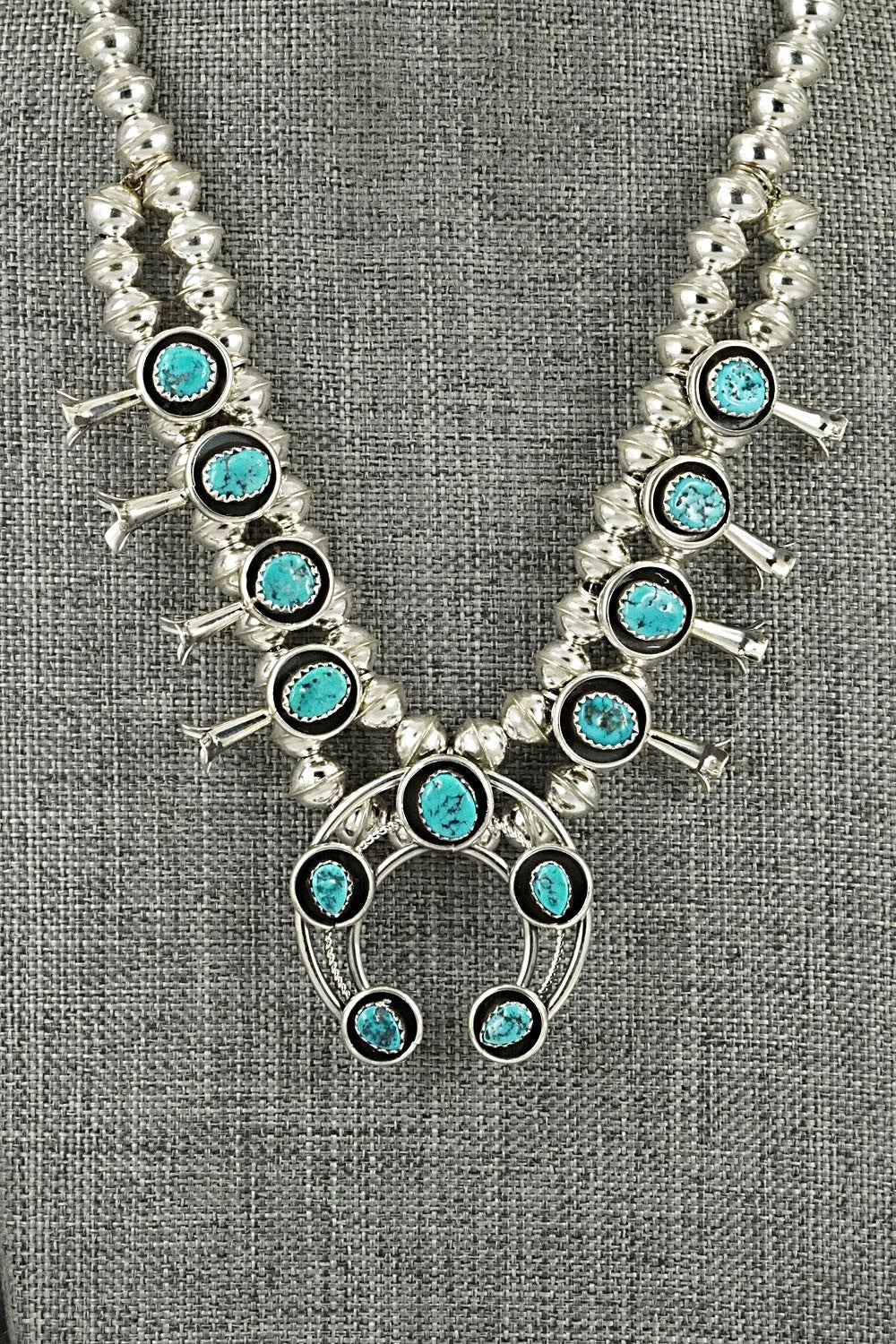Turquoise & Sterling Silver Squash Blossom Set - Phil Garcia