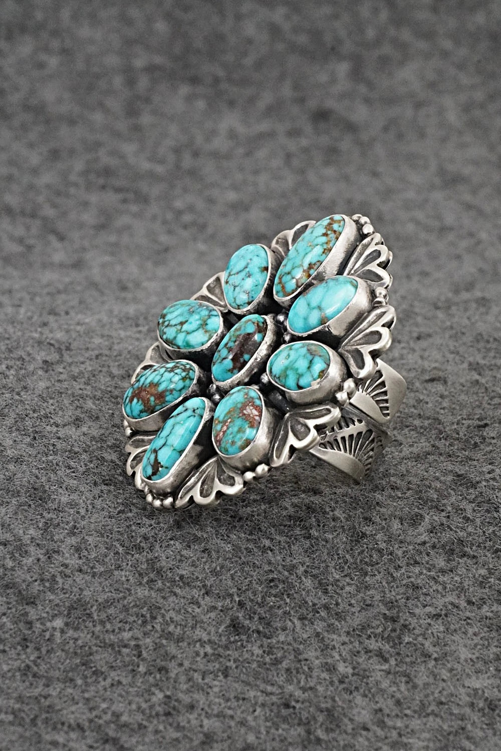 Turquoise & Sterling Silver Ring - Mark Yazzie - Size 8 Adj.