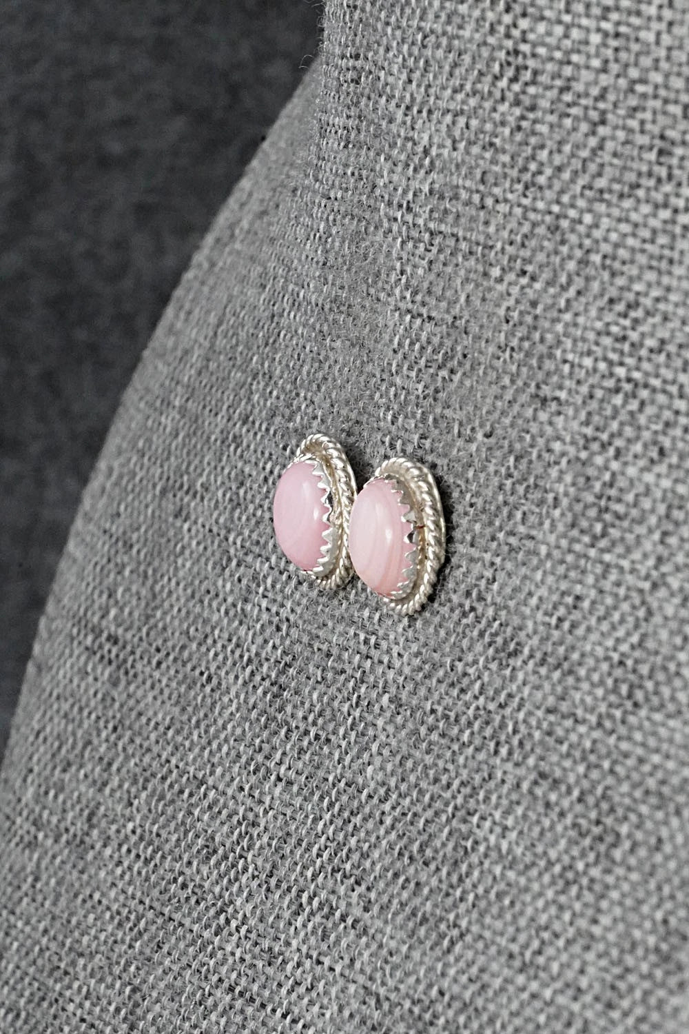 Pink Conch & Sterling Silver Earrings - Esther White