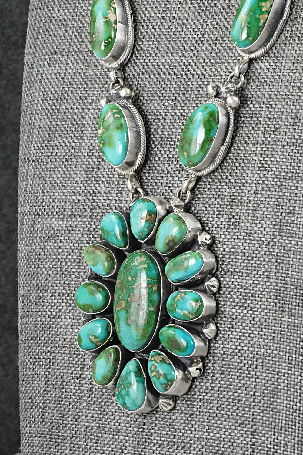 Turquoise & Sterling Silver Necklace and Earrings Set - Darrin Livingston