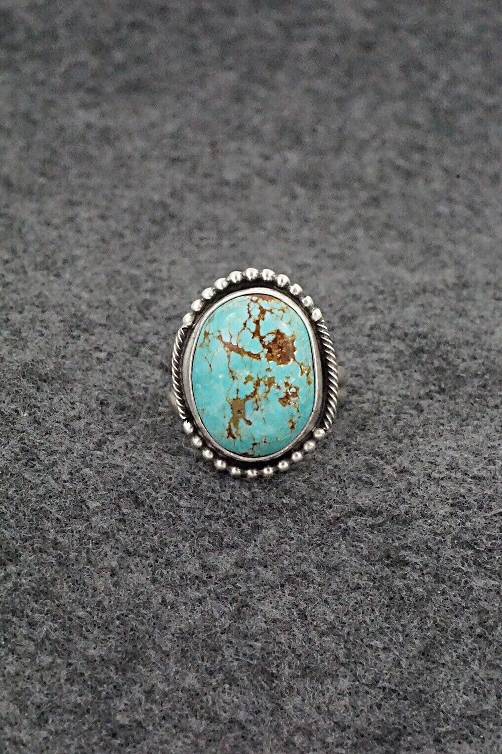 Turquoise & Sterling Silver Ring - Jameson Garcia - Size 8 Adj.