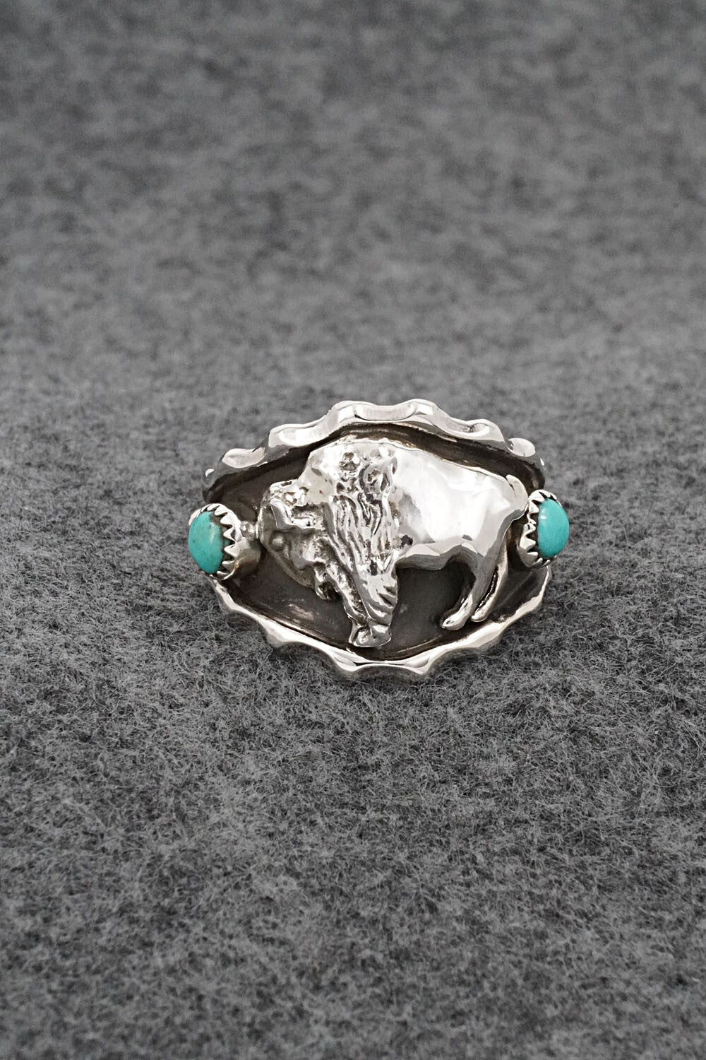 Turquoise & Sterling Silver Ring - Genevieve Francisco - Size 13