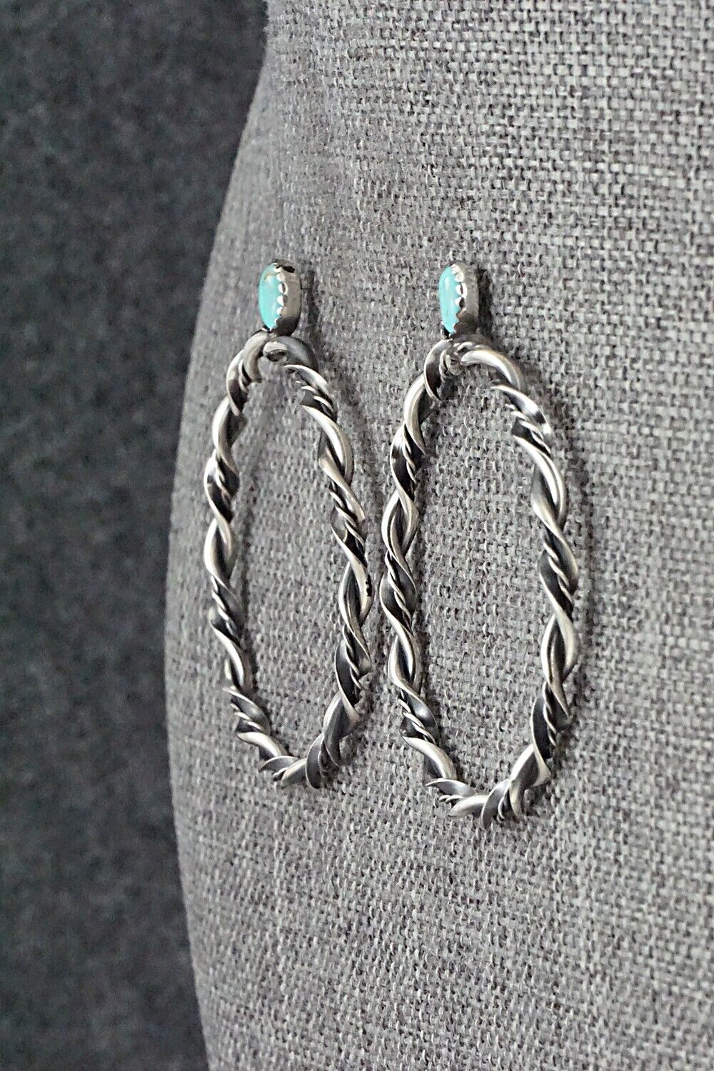 Turquoise & Sterling Silver Earrings - Nelson Leonard Jr.