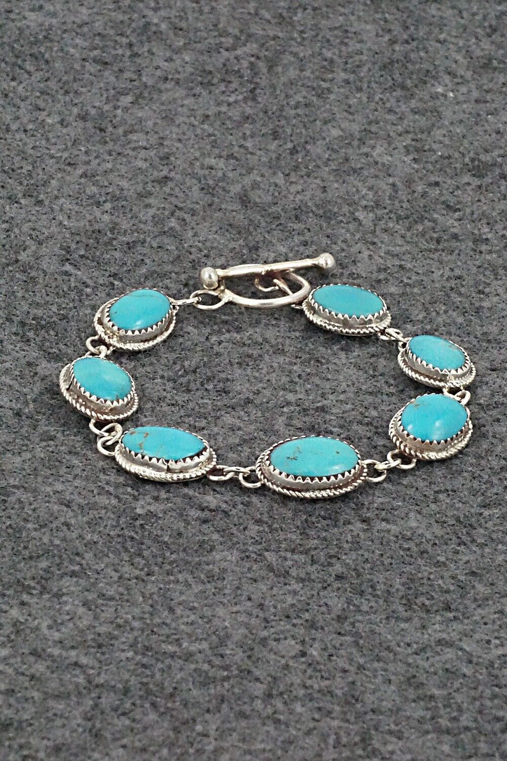 Turquoise & Sterling Silver Link Bracelet - Ernest Hawthorne