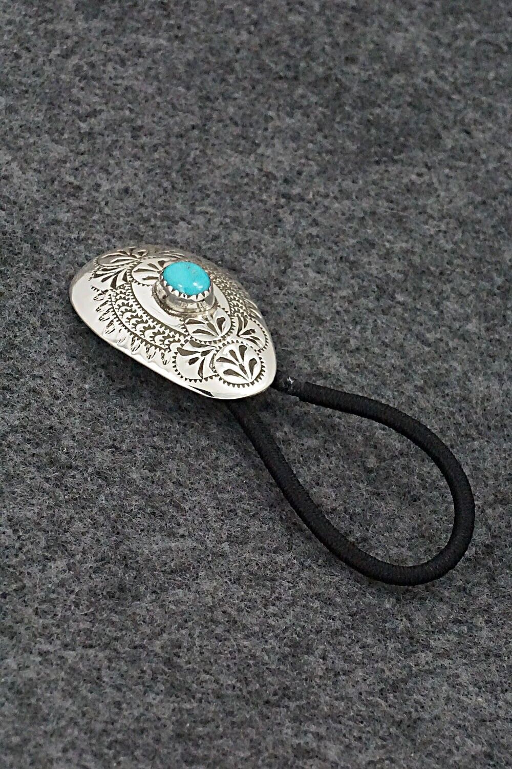 Turquoise & Sterling Silver Hair Tie - Shirley Skeets