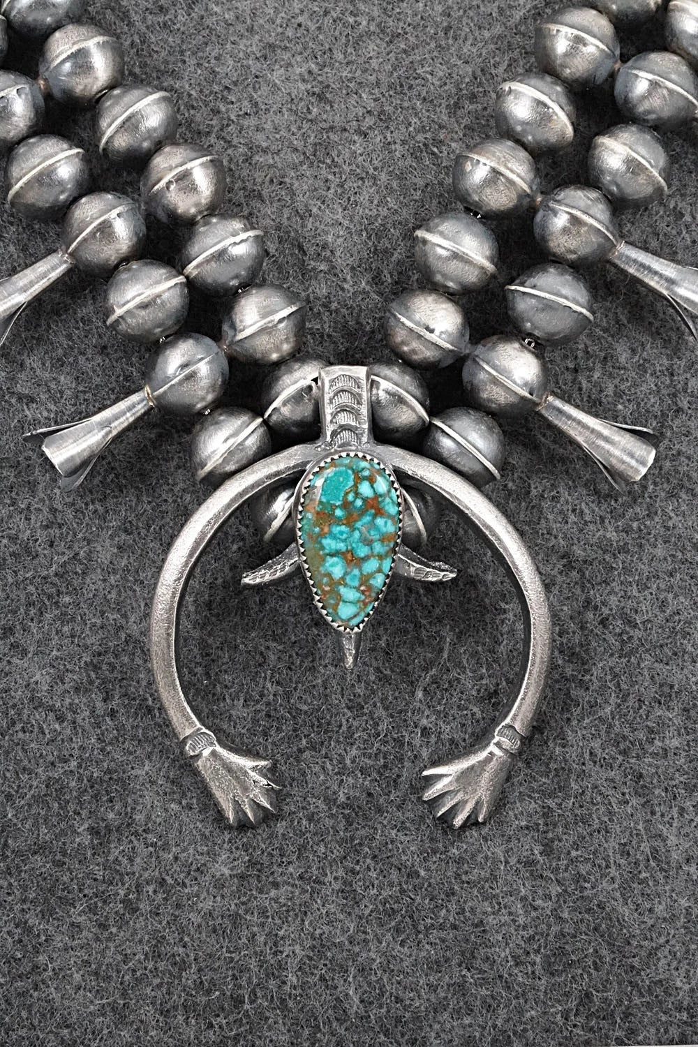 Turquoise & Sterling Silver Squash Blossom Set - Gilbert Martin