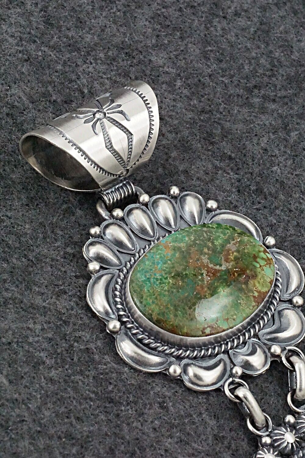 Turquoise & Sterling Silver Pendant - Raymond Delgarito