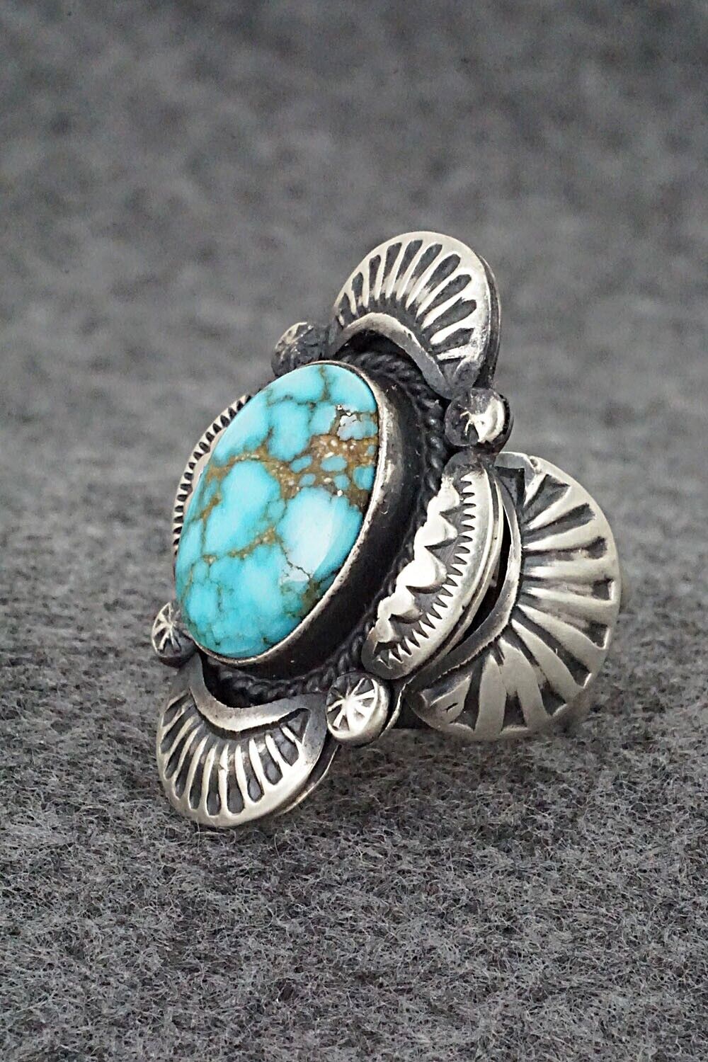 Turquoise & Sterling Silver Ring - Gilbert Tom - Size 8