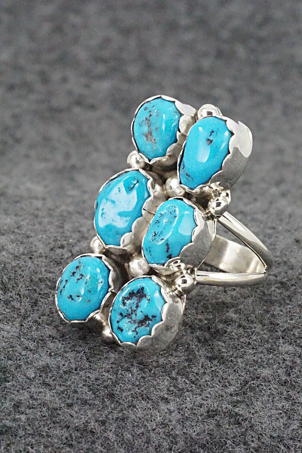 Turquoise & Sterling Silver Ring - Pearlene Spencer - Size 8.75