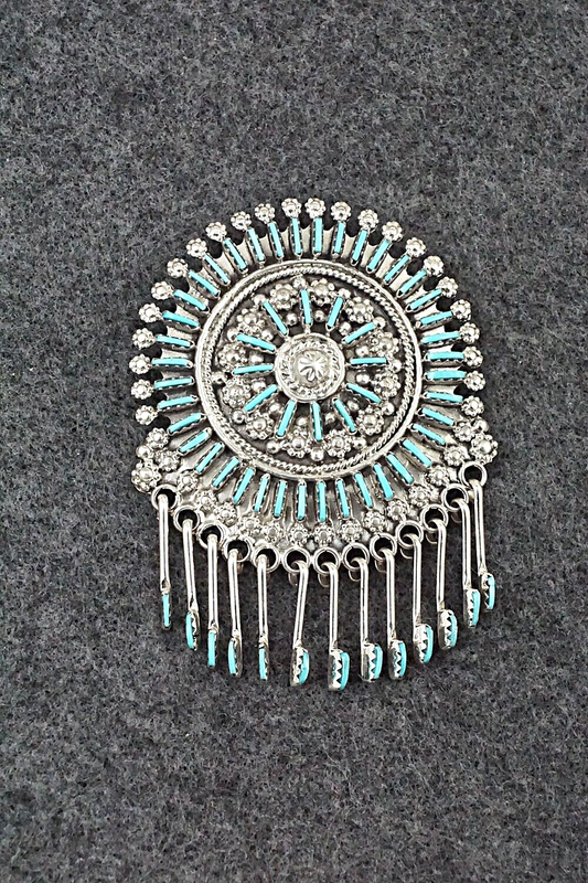 Turquoise & Sterling Silver Pendant/Pin - Kevin Leekity