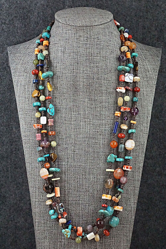 Multi-Stone and Sterling Silver Necklace - Helen Tsosie