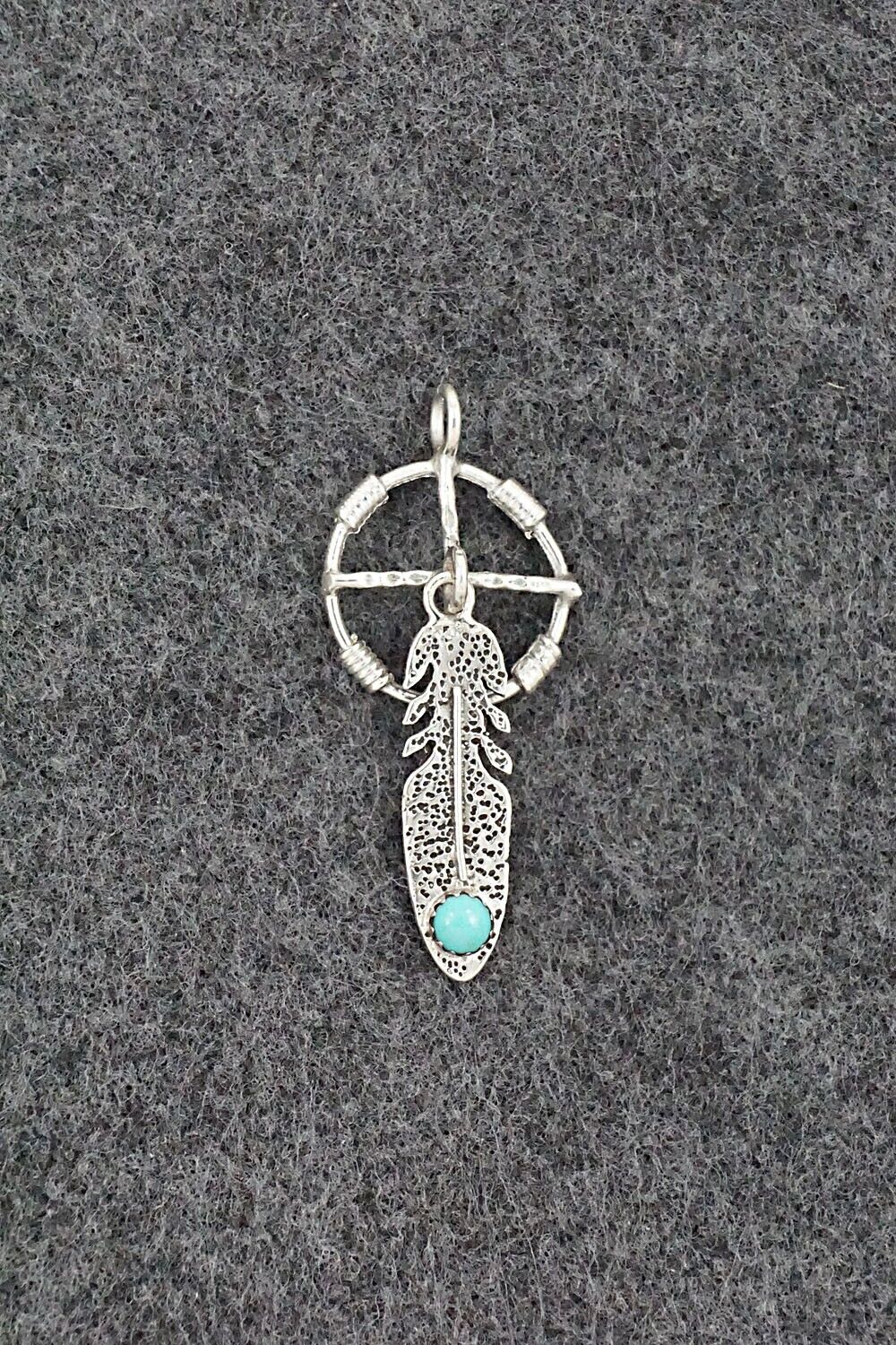 Turquoise & Sterling Silver Pendant - Kenny Lonjose