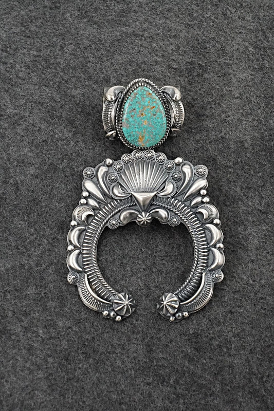 Turquoise & Sterling Silver Naja Pendant - Delbert Gordon