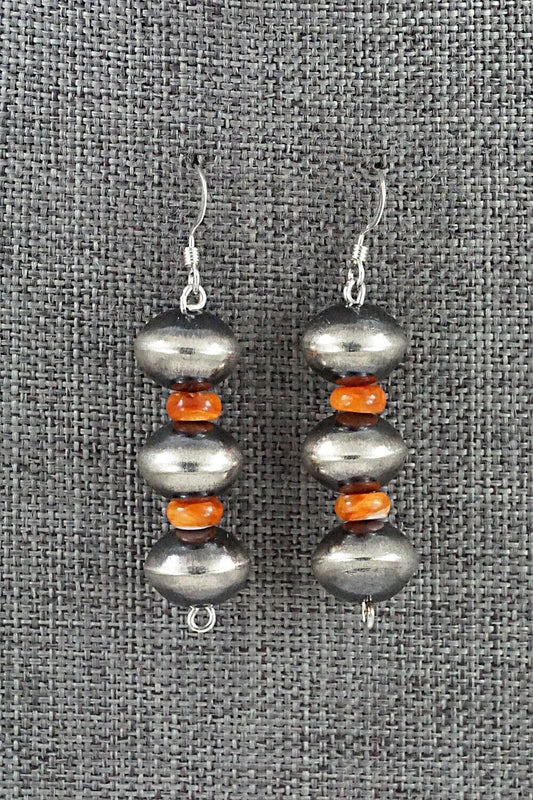 Spiny Oyster & Sterling Silver Navajo Pearl Earrings - Presley Haley
