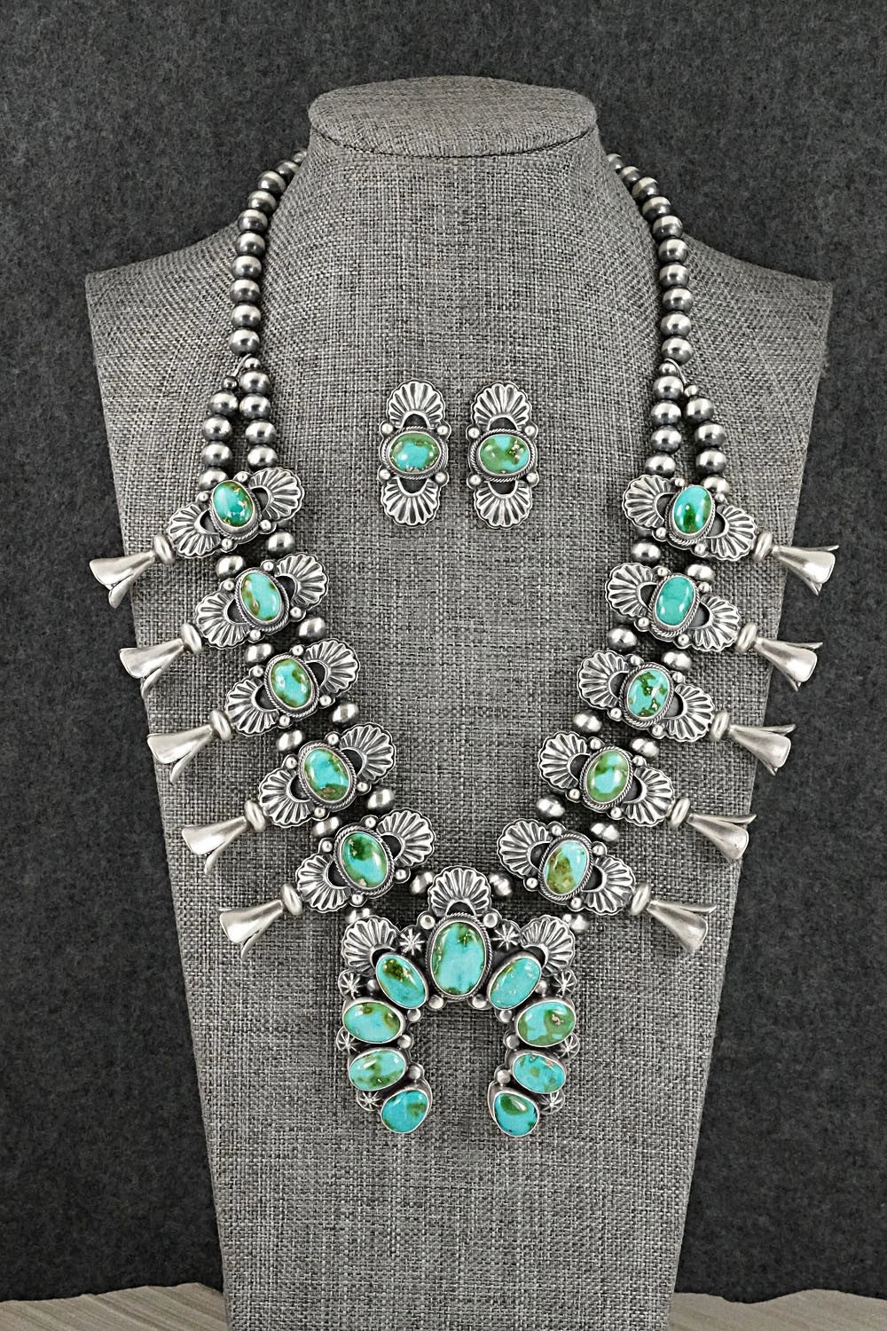 Turquoise & Sterling Silver Squash Blossom Set - Randy Boyd
