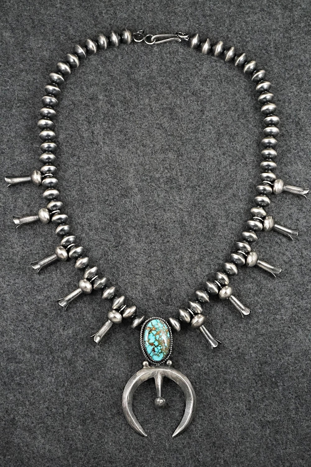 Turquoise & Sterling Silver Squash Blossom Necklace - Presley Haley