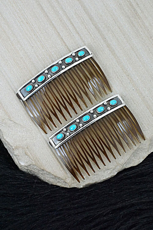 Turquoise & Sterling Silver Hair Combs - Paul Largo