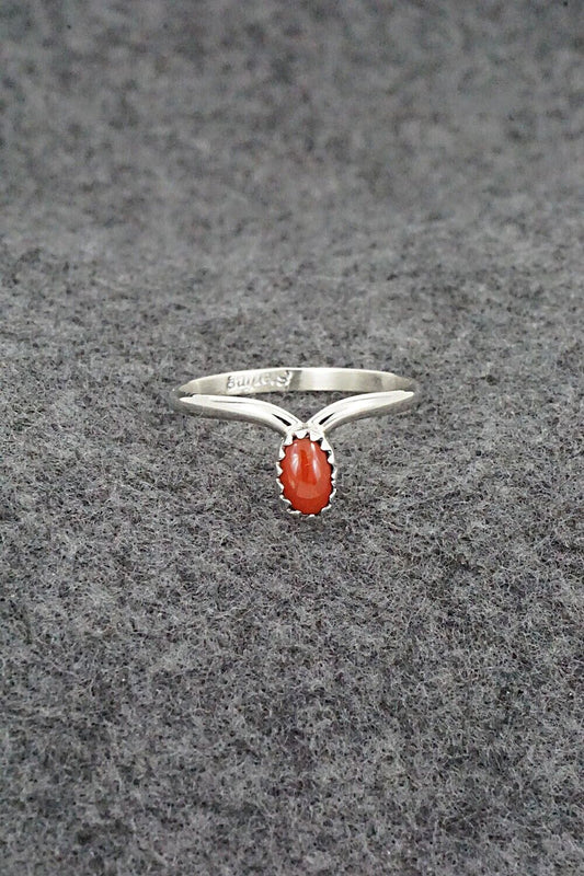 Coral & Sterling Silver Ring - Hiram Largo - Size 8