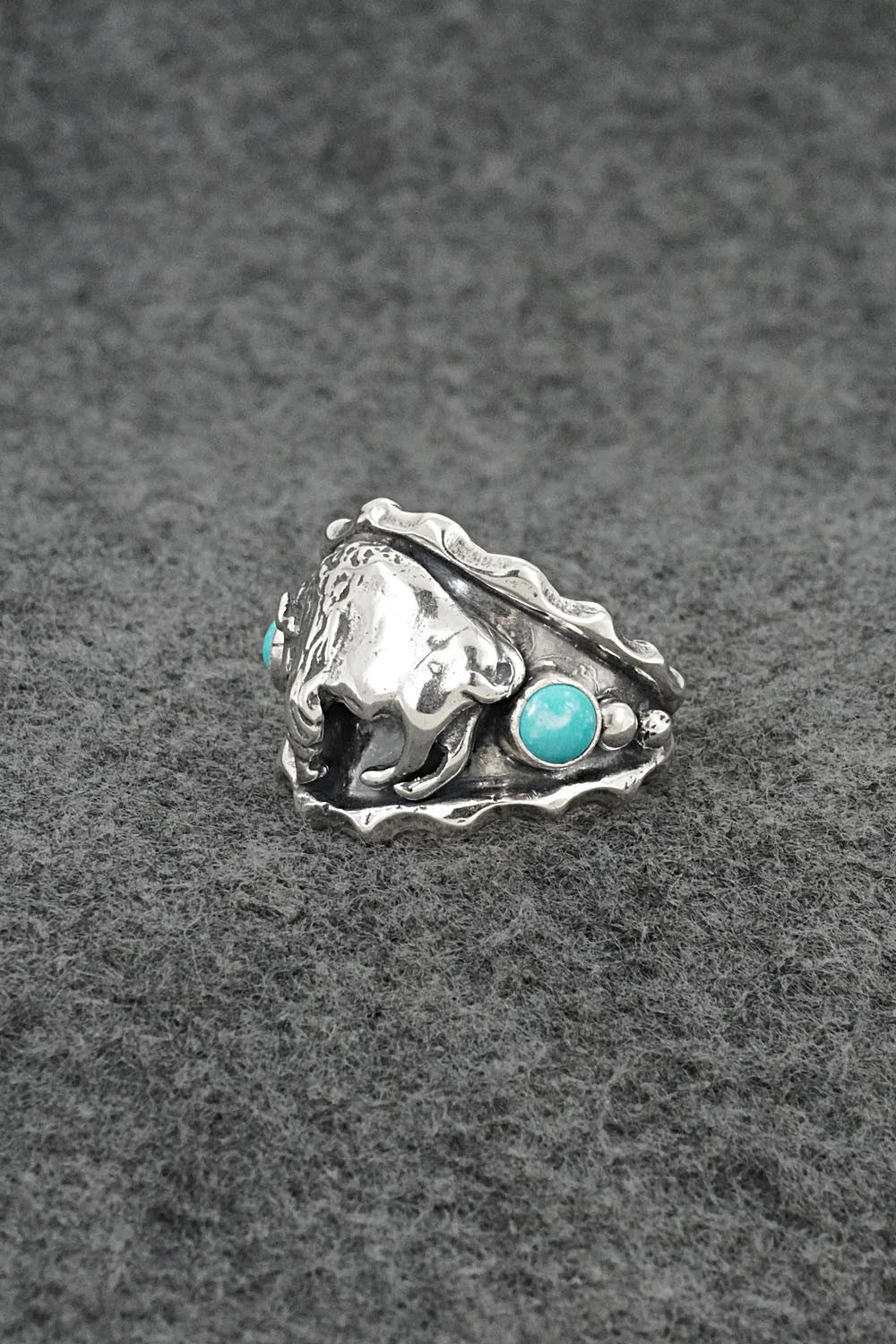 Turquoise & Sterling Silver Ring - Genevieve Francisco - Size 11