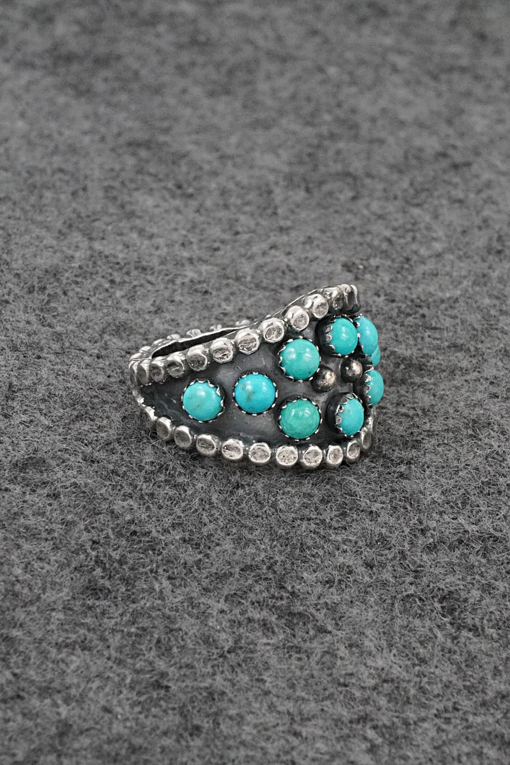 Turquoise & Sterling Silver Ring - Kenny Lonjose - Size 9.5