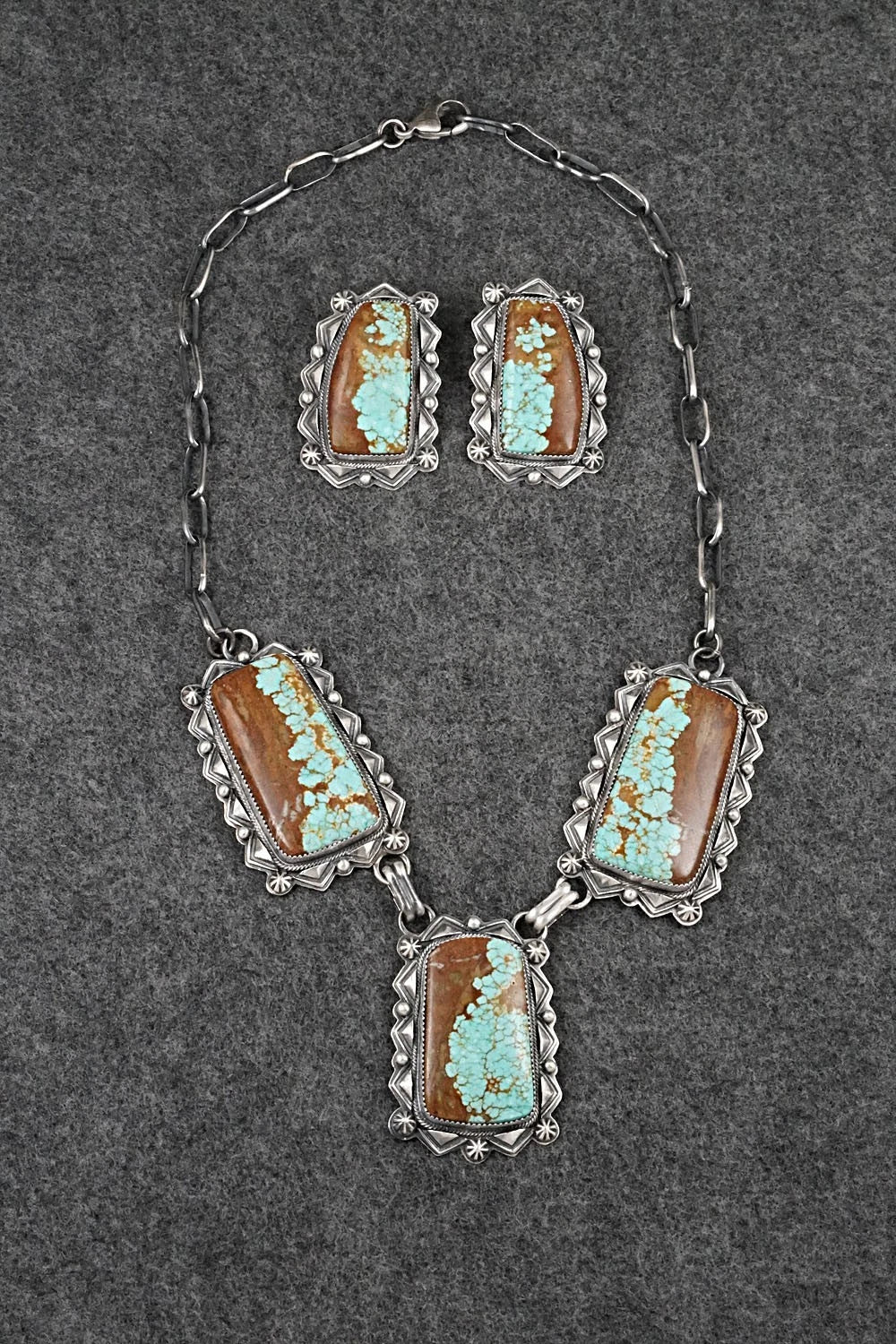 Turquoise & Sterling Silver Necklace and Earrings Set - Randy Boyd