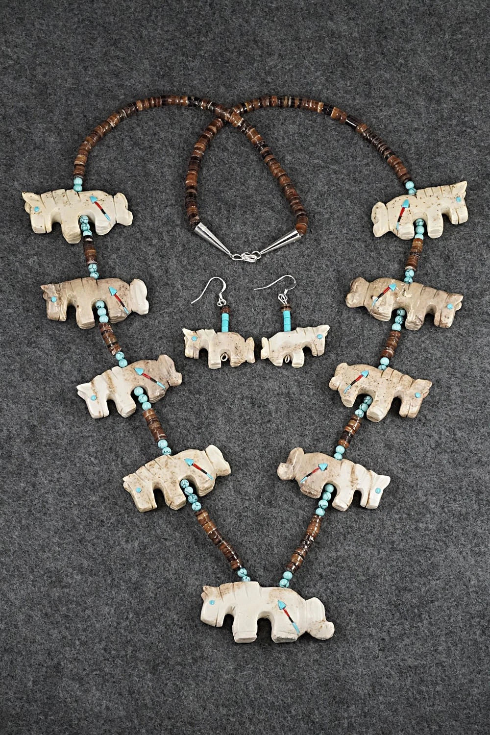 Multi-Stone Horse Fetish & Sterling Silver Necklace Set - Dannette Laate