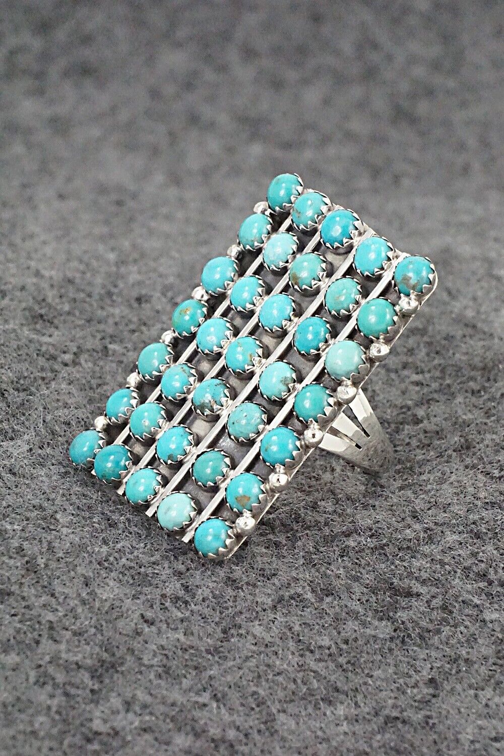 Turquoise & Sterling Silver Ring - Kenny Lonjose - Size 7.5