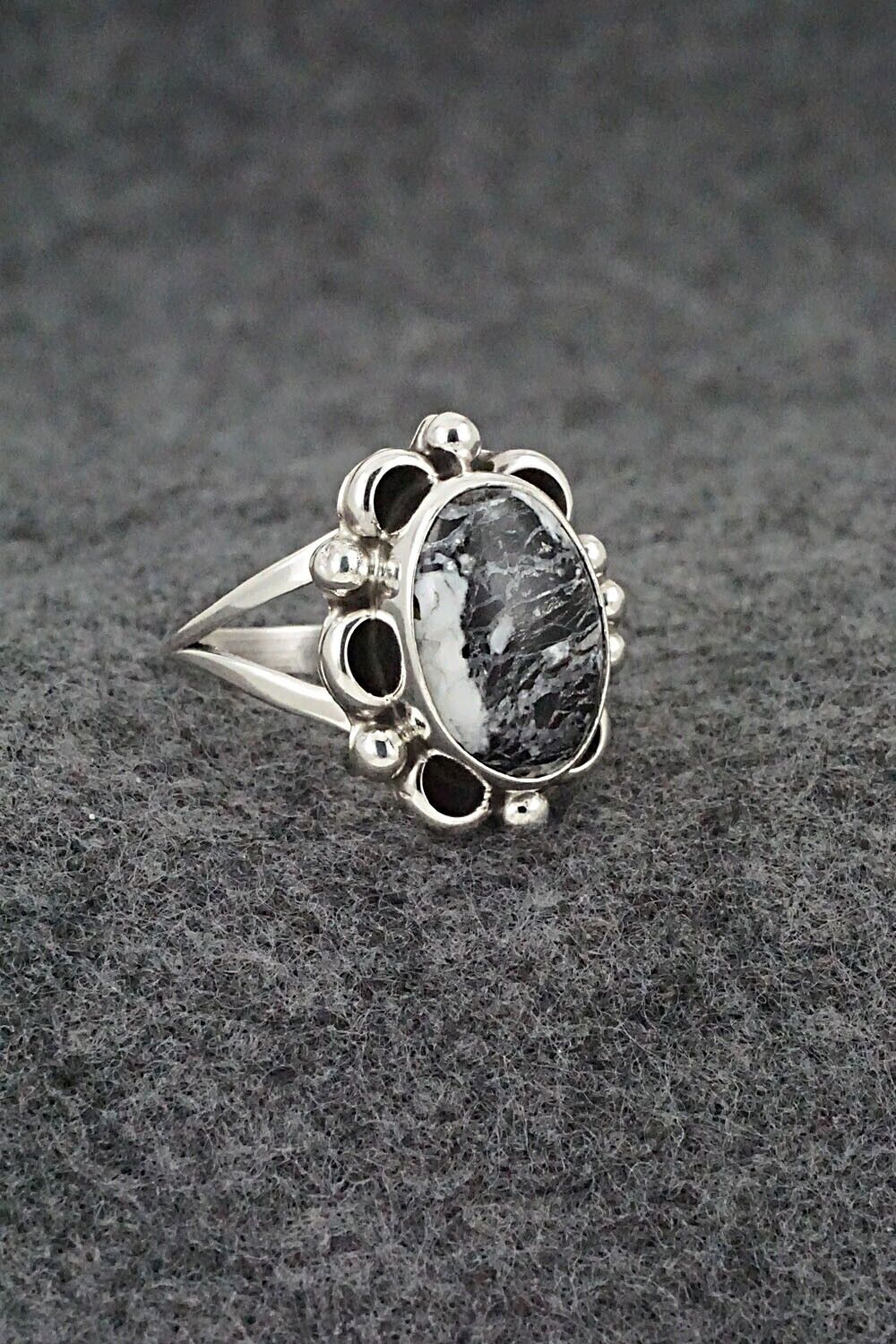 White Buffalo & Sterling Silver Ring - Priscilla Smith - Size 7.5
