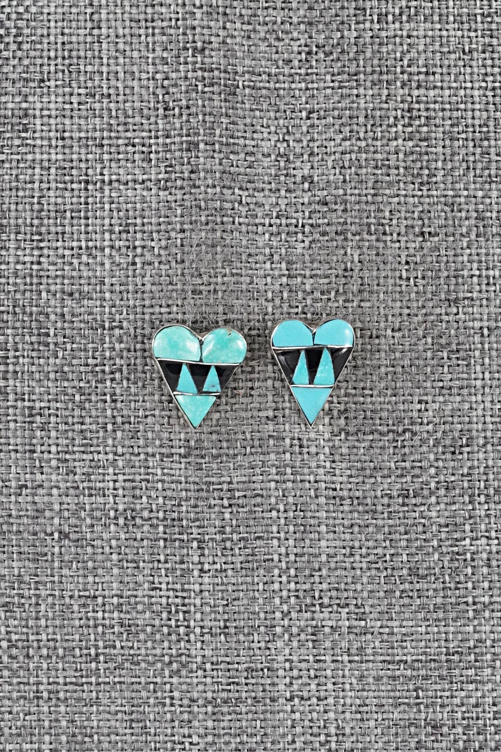 Turquoise, Onyx & Sterling Silver Earrings - Carol Vacit
