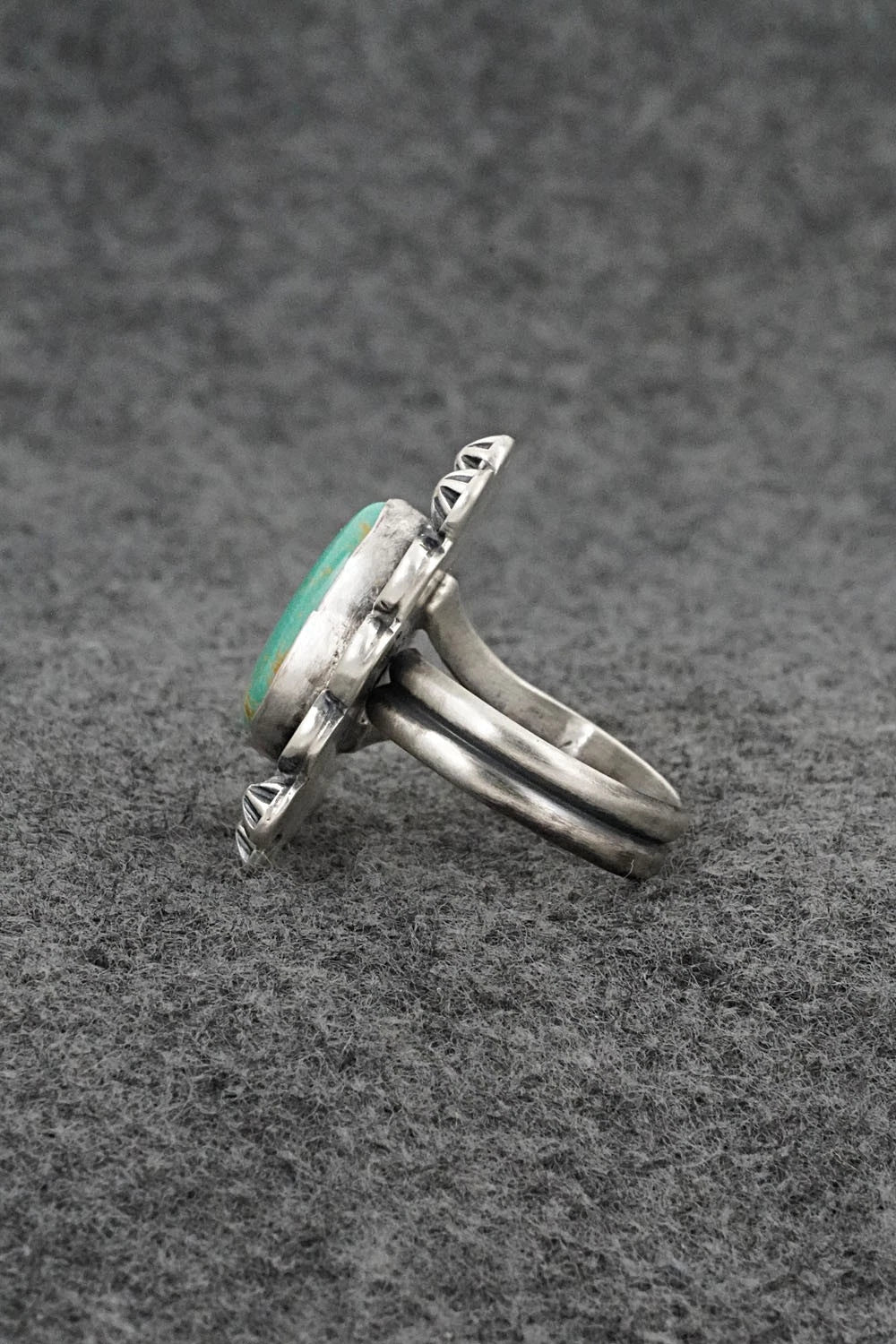 Turquoise & Sterling Silver Ring - Bobby Johnson - Size Adjustable