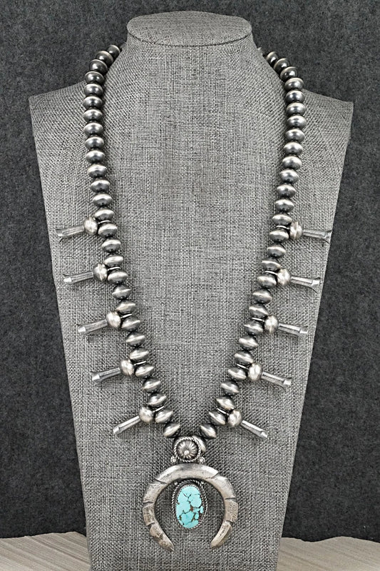 Turquoise & Sterling Silver Squash Blossom Necklace - Preston Haley