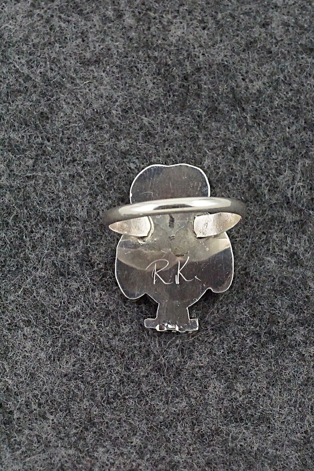 Mother of Pearl , Onyx & Sterling Silver Ring - Reginda Kallestewa - Size 6
