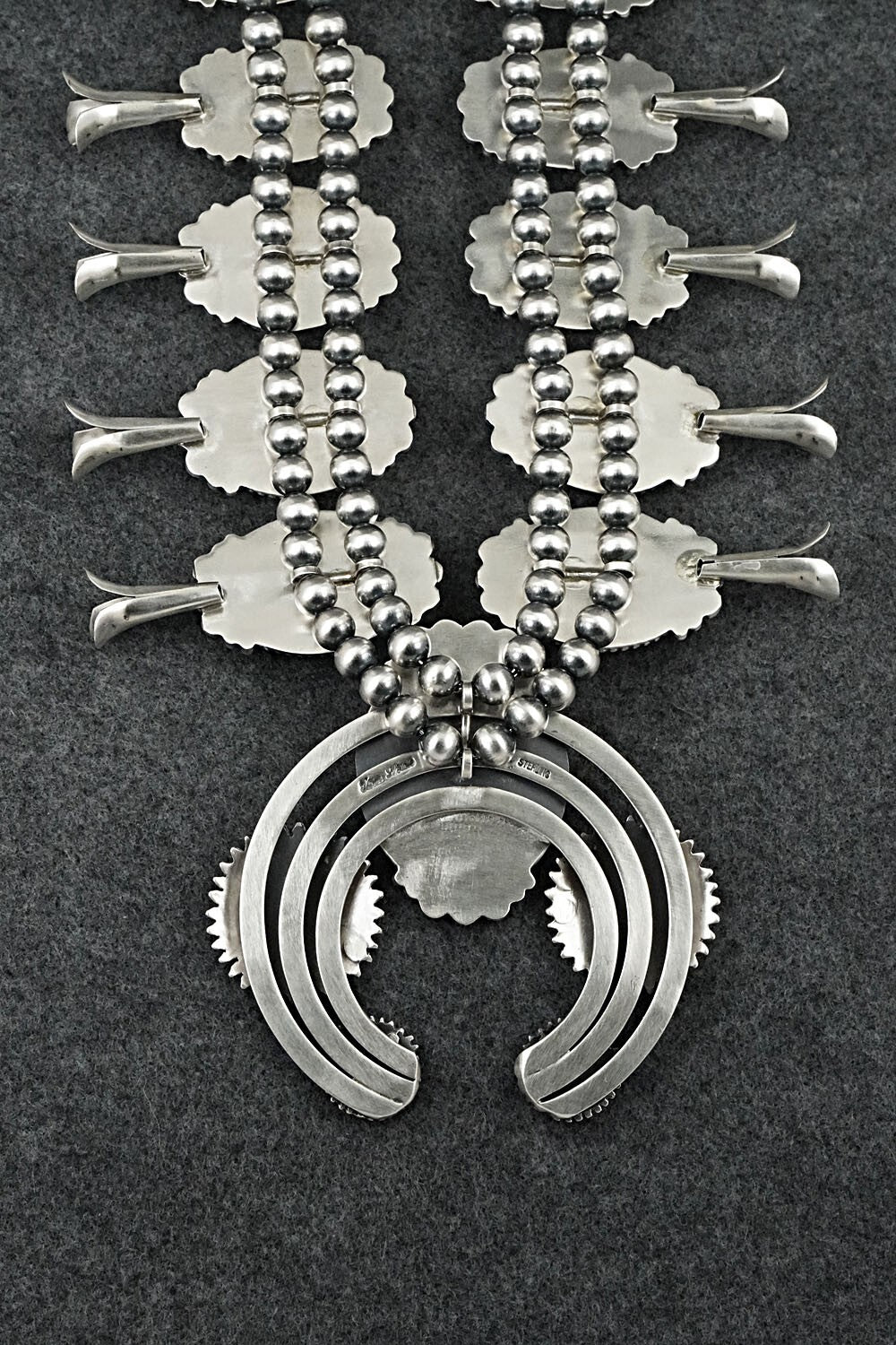 Turquoise & Sterling Silver Squash Blossom Necklace - Tom Lewis