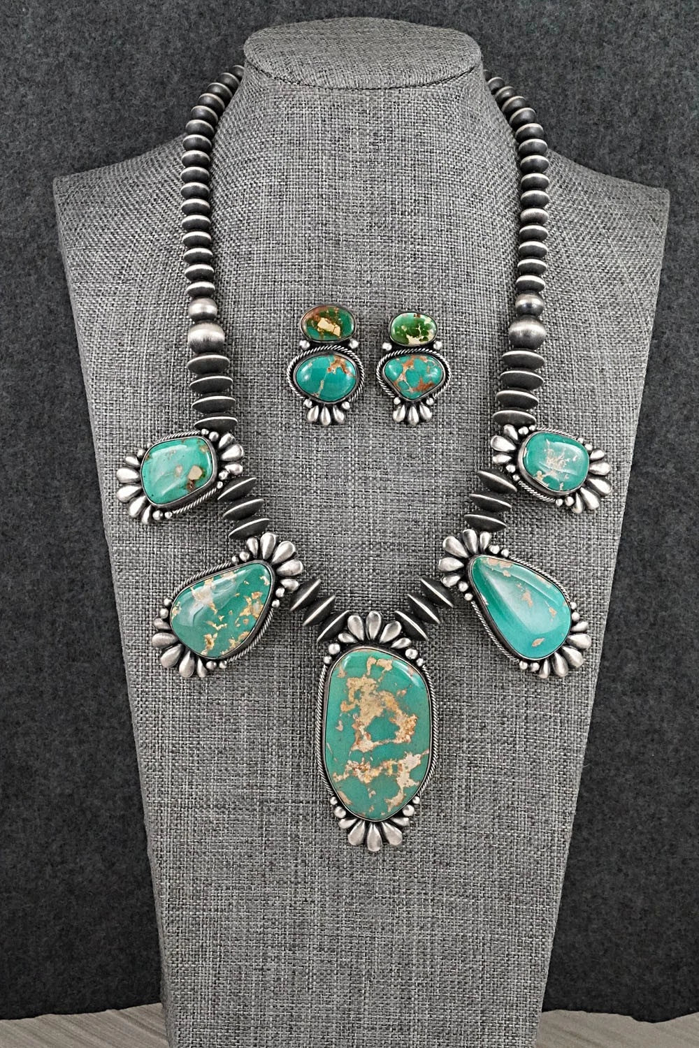 Turquoise & Sterling Silver Necklace and Earrings Set - Chavez & Martin