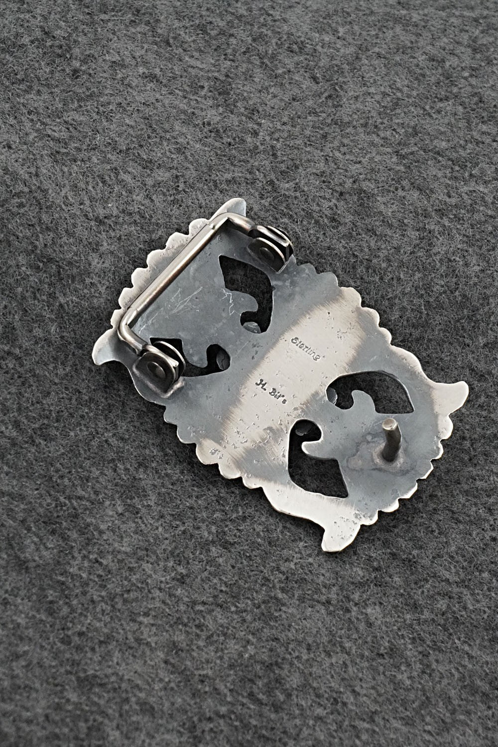 Turquoise & Sterling Silver Belt Buckle - Harrison Bitsue
