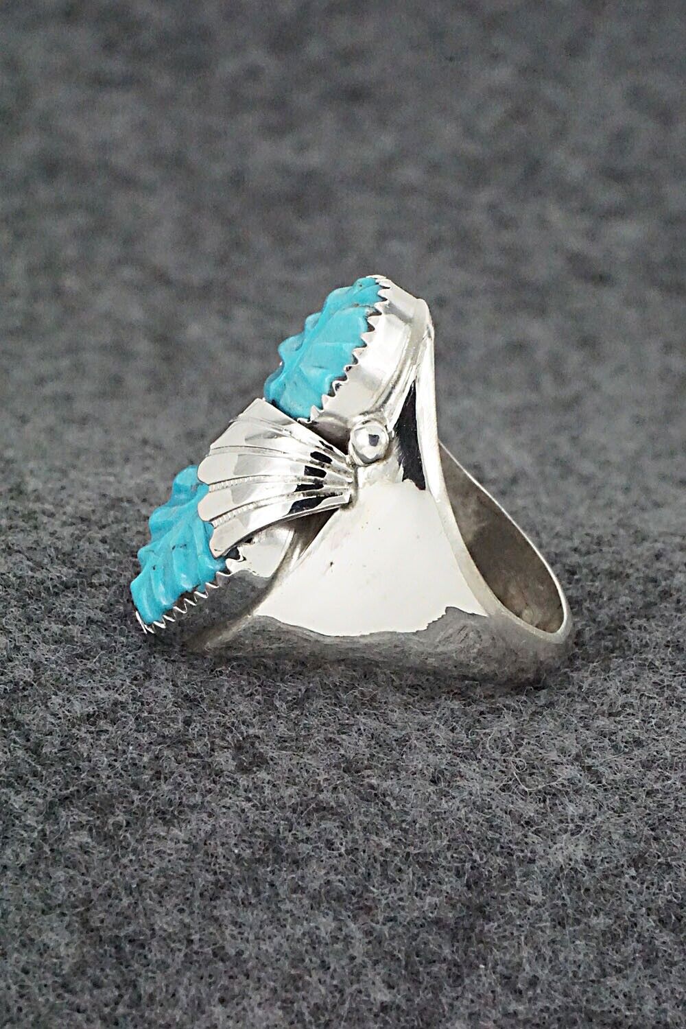 Turquoise & Sterling Silver Ring - Lyolita Tsattie - Size 8.5