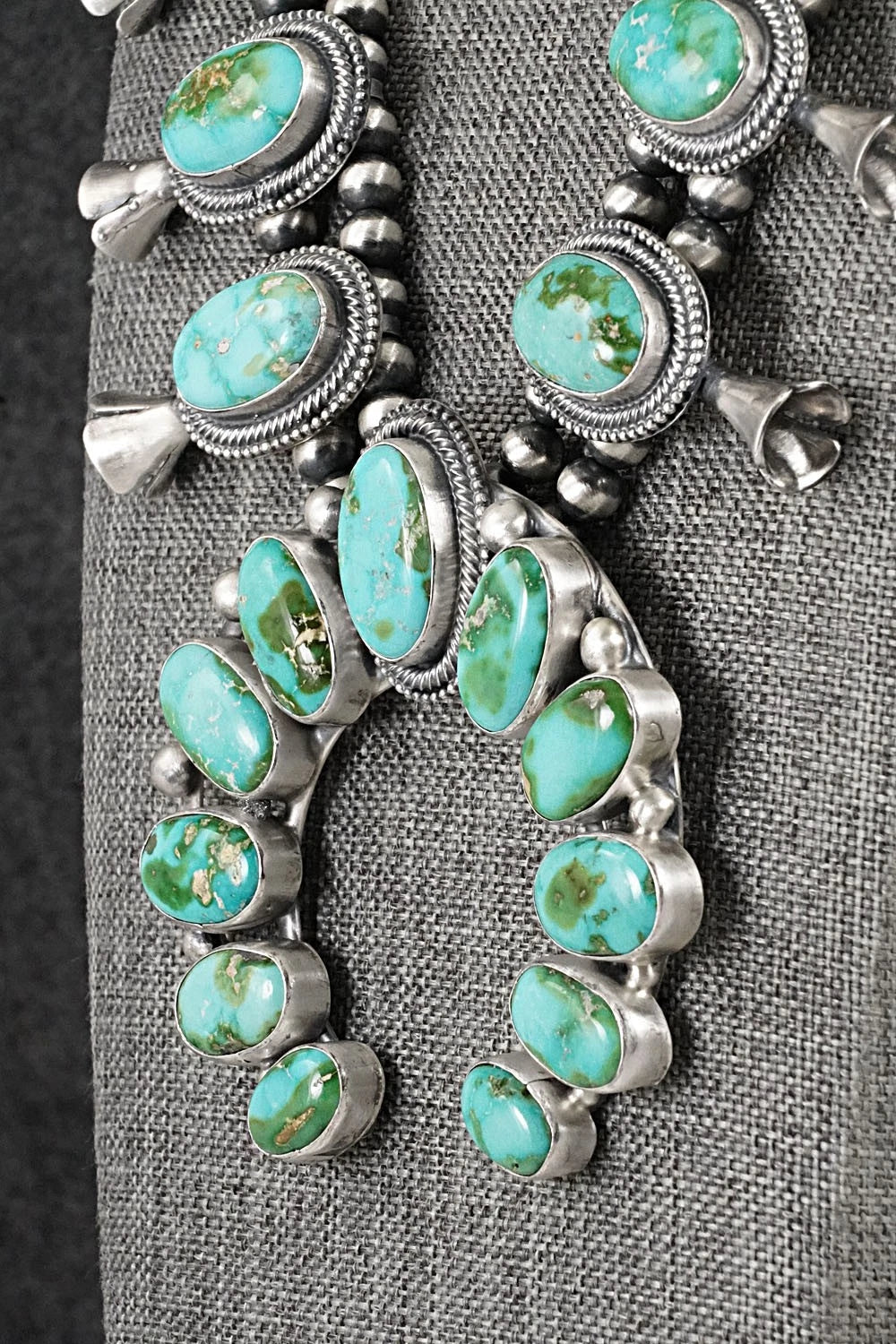 Turquoise & Sterling Silver Squash Blossom Set - Bobby Johnson