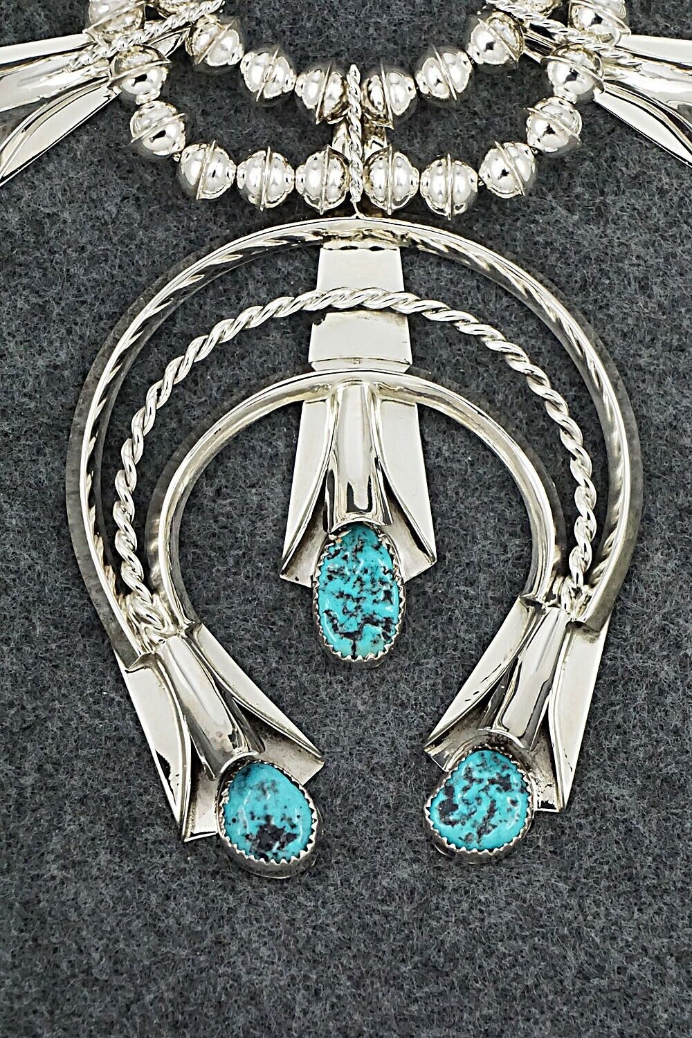 Turquoise & Sterling Silver Squash Blossom Set - Louise Yazzie